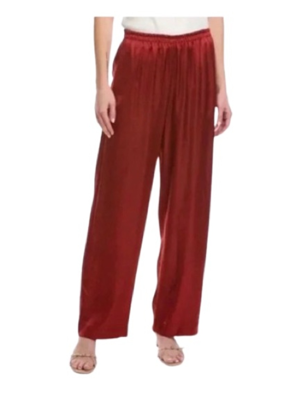 Vince Women’s Pants Pull-On Wide-Leg Elastic Waist Size 20 Burgandy